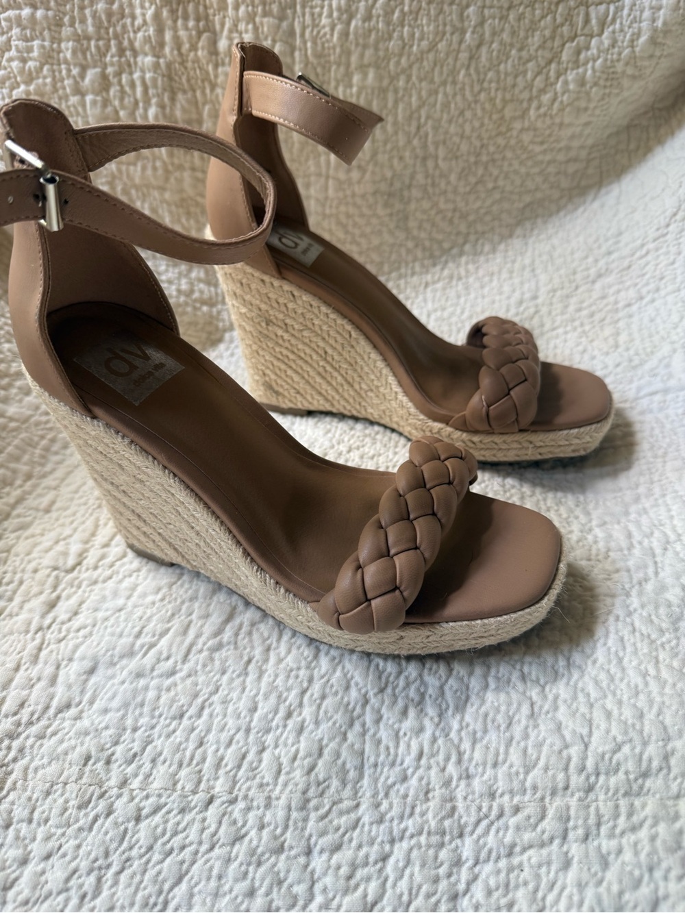 DV by Dolce Vita Nude Braided Espadrille Wedge Sandals 6.5